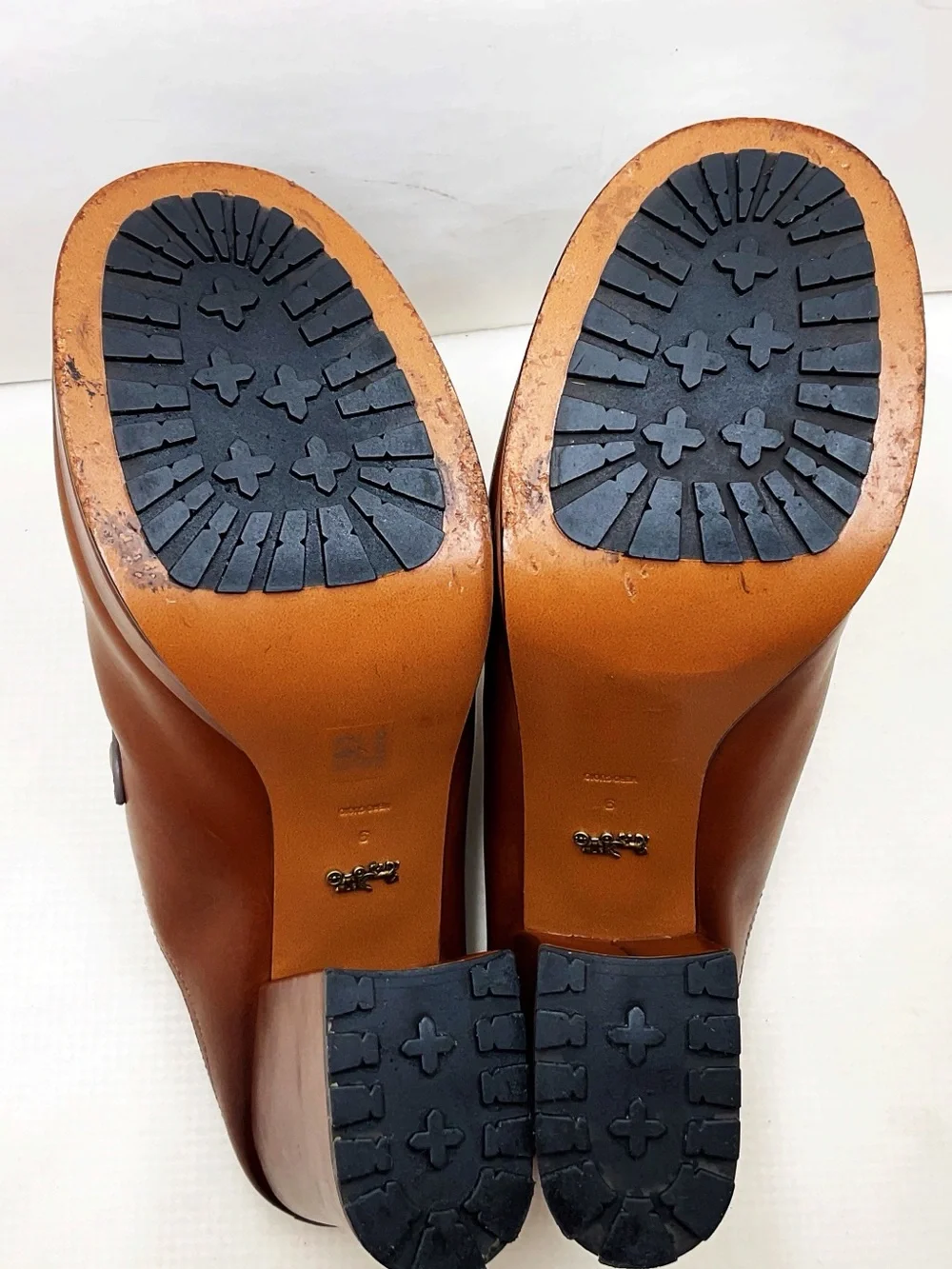 {Coach} Leather Chain-Detail Platform Mules